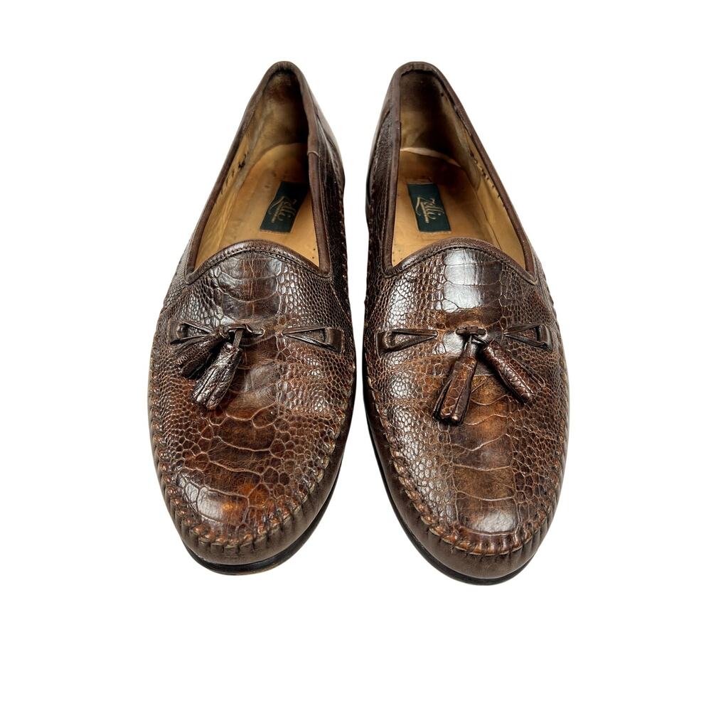Zelli Brown Textured Leather Tassel Loafers – Size 13M (Made in Italy)